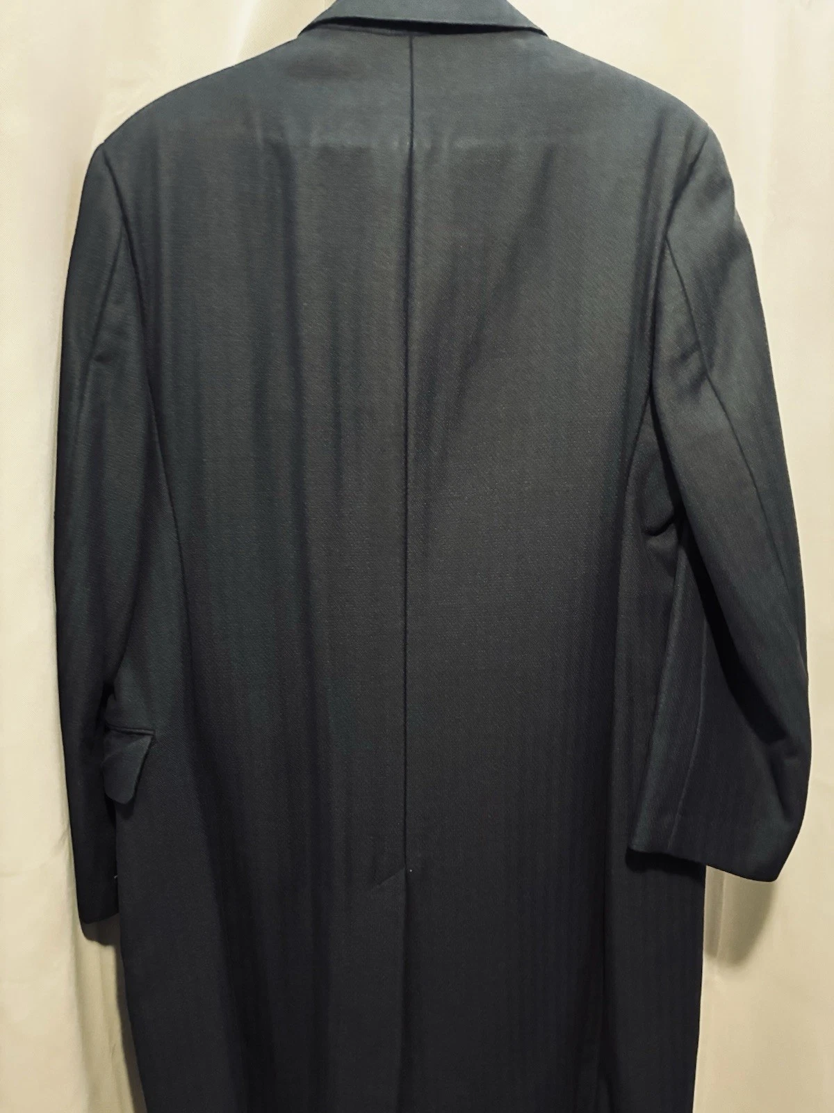 Burberry London Men's Navy Herringbone Long Lined Overcoat Coat Size 38 Reg image 6