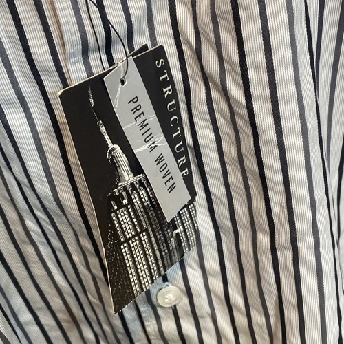 Structure Button Up Shirt Mens XL Gray Striped Long Sleeve Premium Woven Casual - Picture 6 of 9