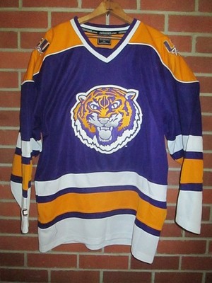 LSU TIGERS Vtg y2k Mike the Tiger Colosseum Hockey Jersey sweater L/XL