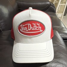 Von Dutch Red/White Solid Trucker Hat Men s Mesh Back Adjustable Cap