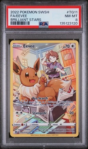 2022 POKEMON SWORD & SHIELD BRILLIANT STARS #TG11 FULL ART/EEVEE PSA 8