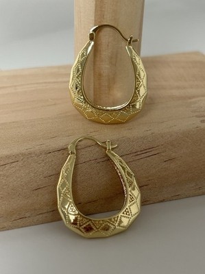 Klassische 14K detaillierte geometrische Träne Creolen Creolen | 14kt Gold gefüllt