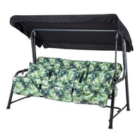 Alfresia 3 Seater Charcoal Reclining Swing Seat with Green Palm Cushions