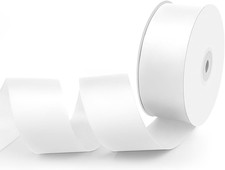 1-1/2" Width X 50 Yards Satin Fabric Ribbon, White Ribbon Perfect for DIY Bows,