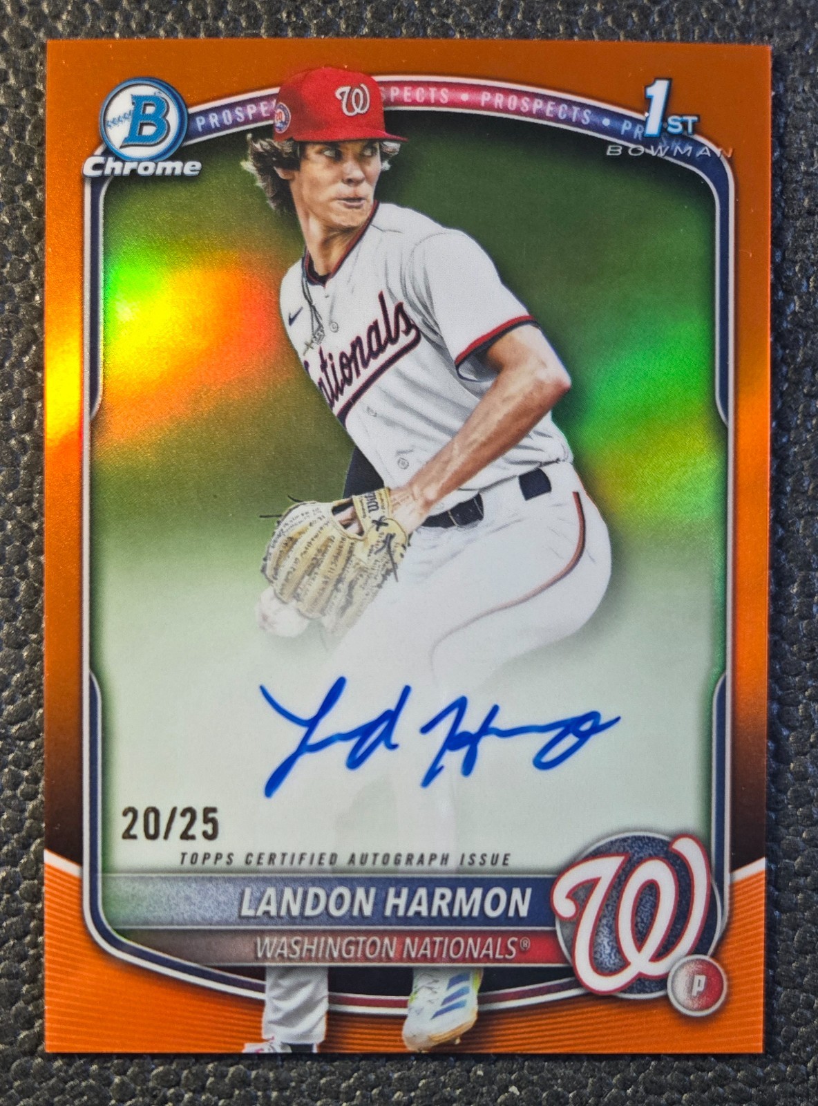 2025 Bowman Draft * LANDON HARMON CHROME ORANGE REFRACTOR AUTO /25