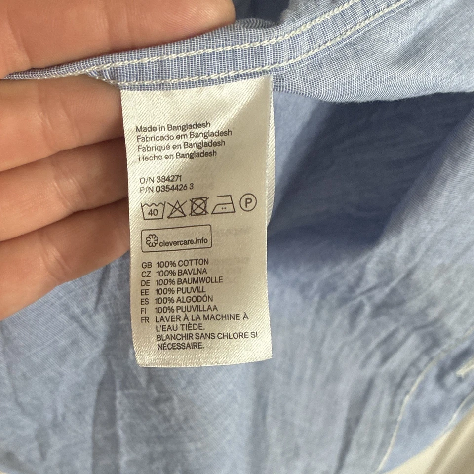 H&M L.O.G.G. Men’s Blue Regular Fit Long Sleeve Button-Down Cotton Shirt S - Image 4 of 4