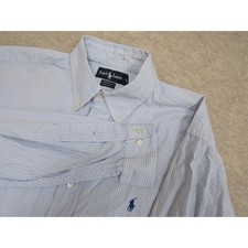 Ralph Lauren Yarmouth Mens 16.5 34/35 Blue White Striped Cotton Dress Shirt