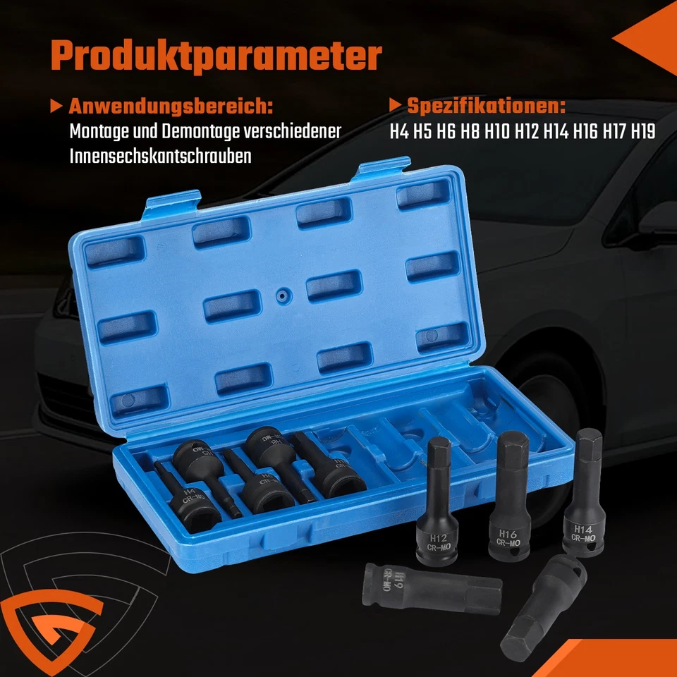 Innen Sechskant Steckschlüssel Satz 1/2" KRAFT NÜSSE für INBUS SCHRAUBEN KFZ - Bild 2 von 4