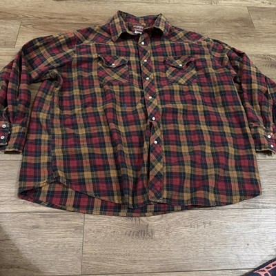Vintage 90s Wrangler Western Flannel Snap Shirt 2X Big Man  