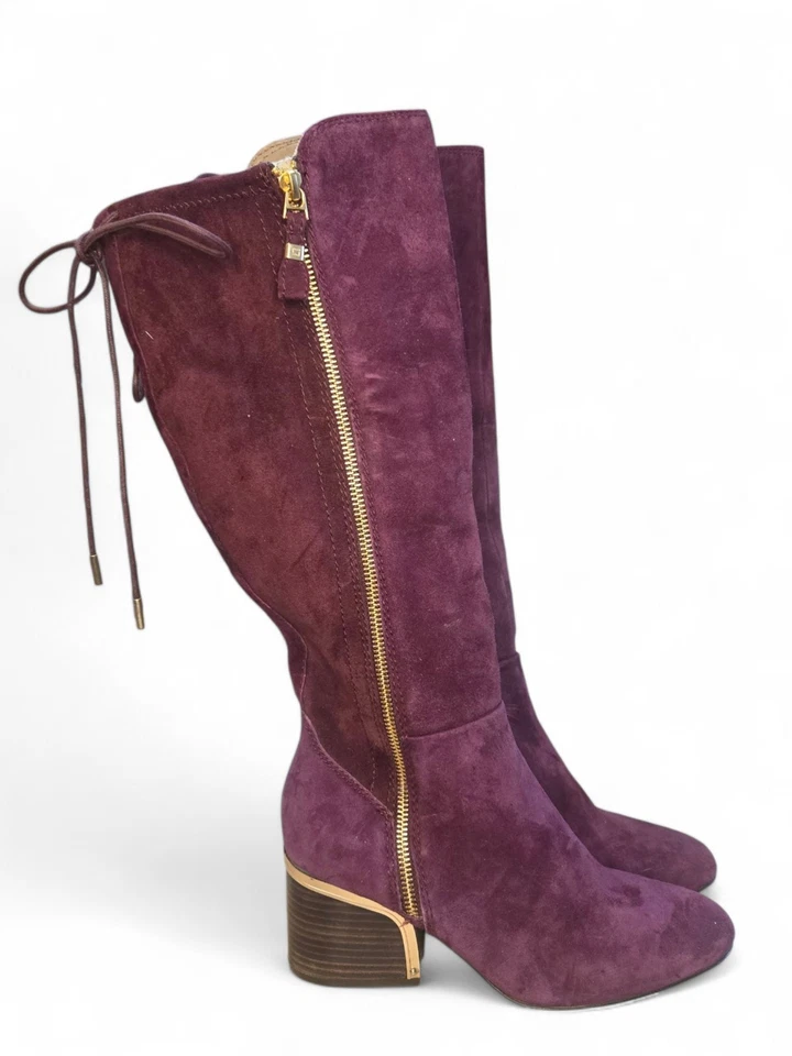 Botas Latigo Pearla Hasta la Rodilla Gamuza Tacón Alto Cremallera Talla 7 en Púrpura Foto 2 de 4