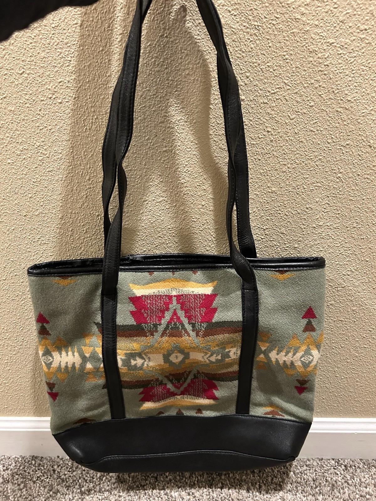 Pendleton Diamond Desert wool/leather market tote… - image 1