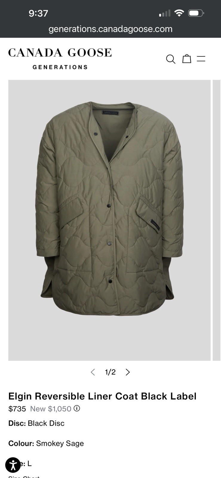 Canada Goose Elgin Quilted Jacket XS Green Reversible Oversized Sold Out Womens image 6
