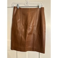 NEW Ralph Lauren 100 Lamb Leather Brown Skirt Women's size 4 1498.00