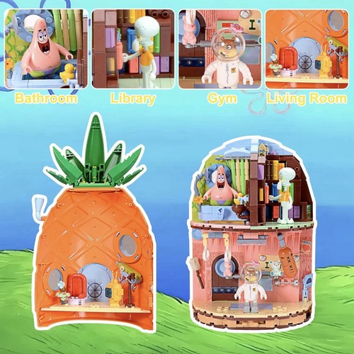 SpongeBob Pineapple House Building Block Set w/multiple Characters, 2313 Pieces - Picture 8 of 10