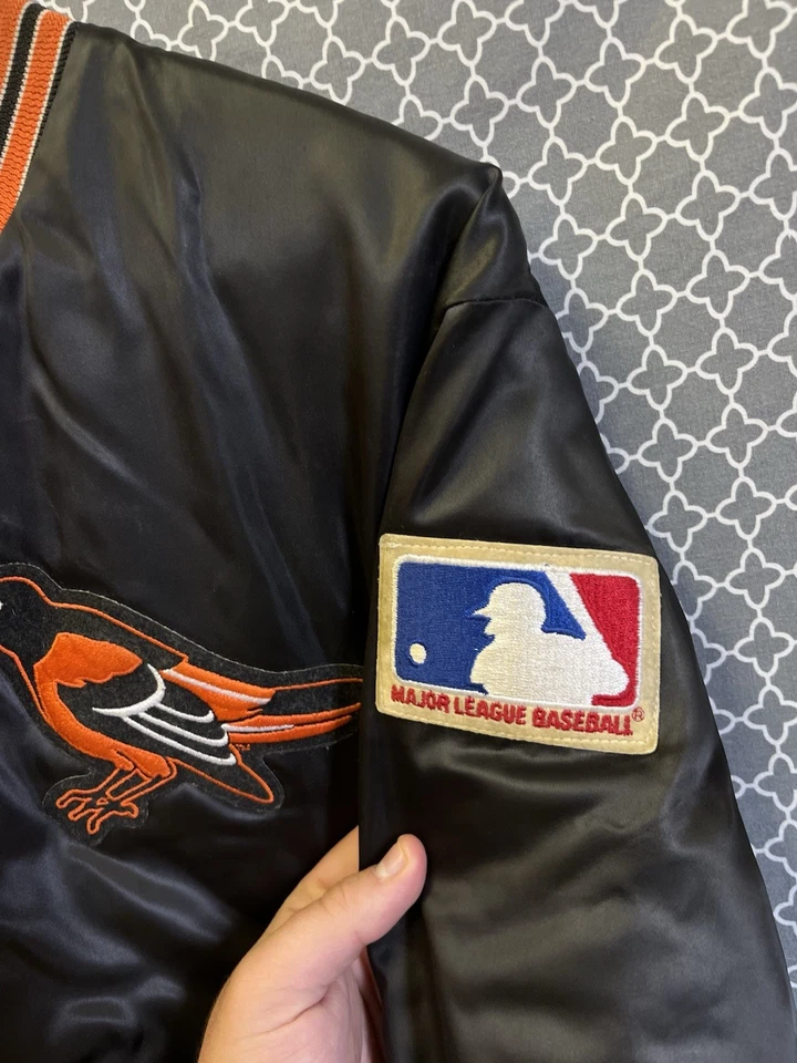 Chaqueta Vintage Años 90 Baltimore Orioles Satén Tiza Línea Talla XL Foto 3 de 4