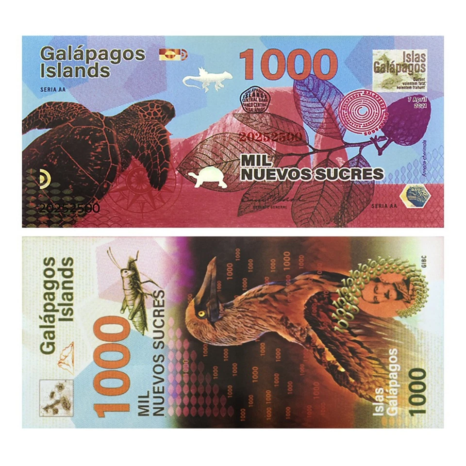 Juego de 6 billetes Islas Galápagos Nuevos Sucres - 500-50000 edición coleccionista Foto 3 de 4