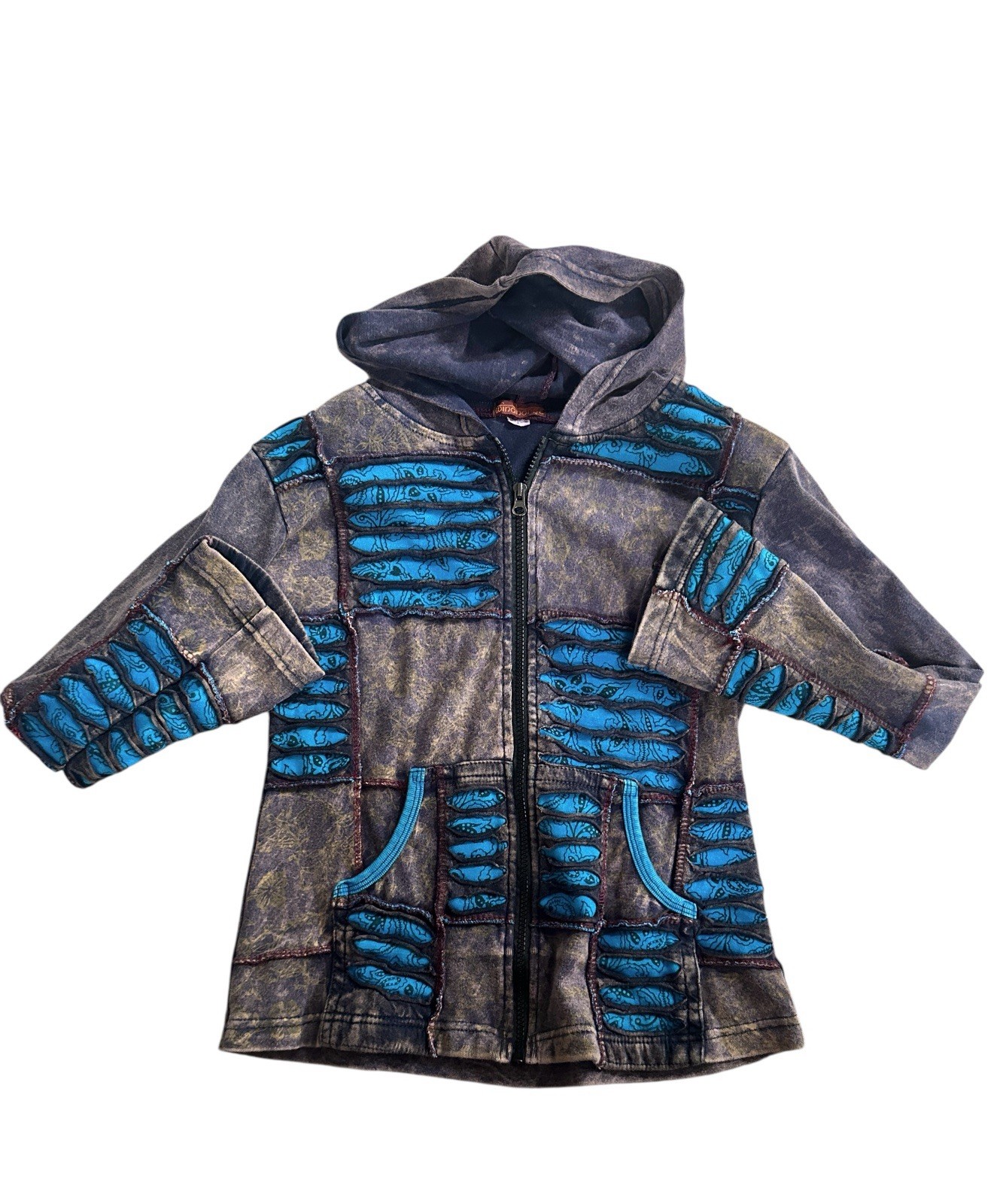 Windhorse Boho Ripped Patchwork Zip up Hoodie Wom… - image 2