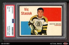 1960 Topps #66 Vic Stasiuk Bruins PSA 6 - EX/MT