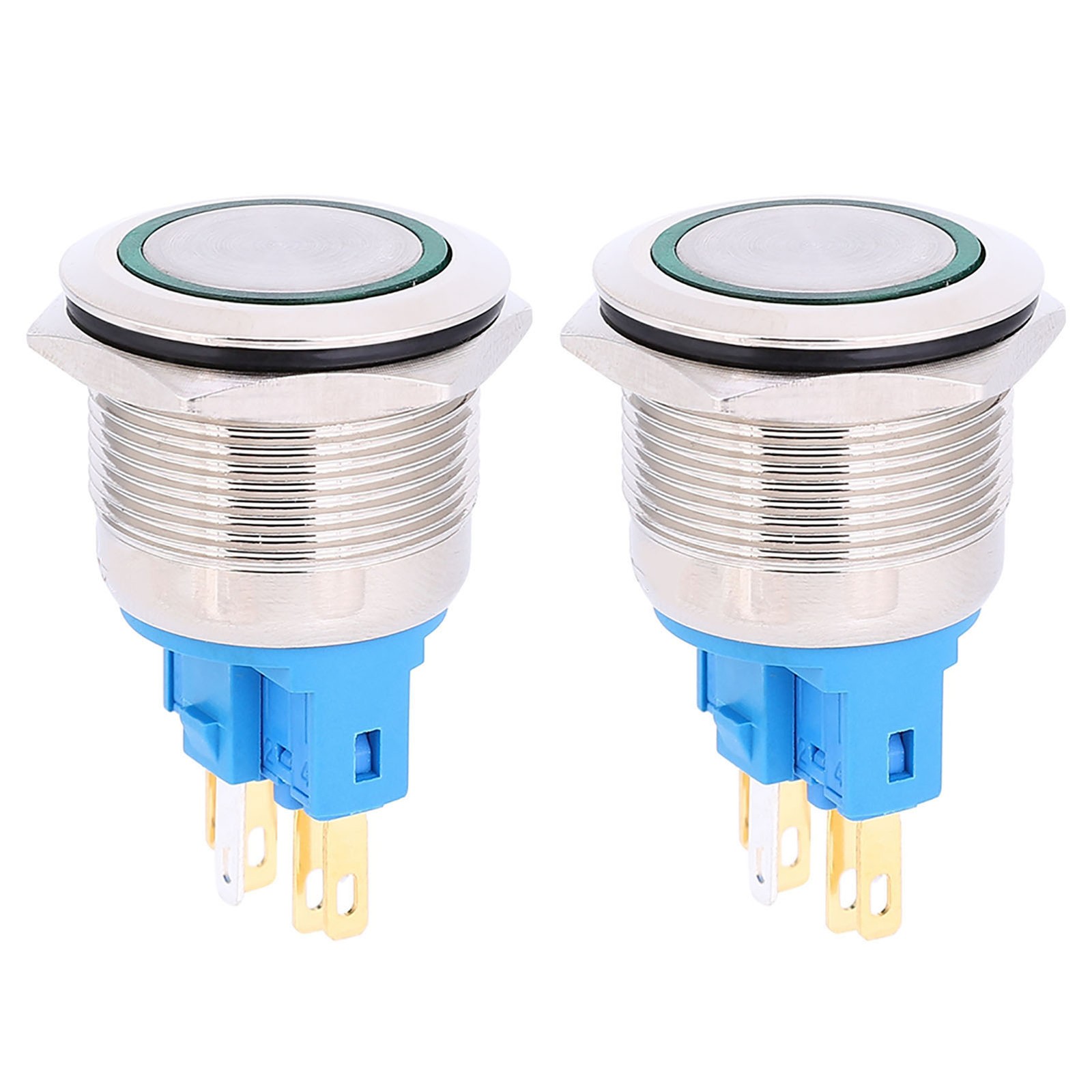 2Pcs DC12-24V IP65 22mm Ring Reset Button 6-Pin Push Button Switch