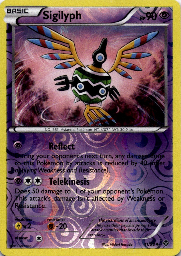 Sigilyph 41/98 Uncommon Emerging Powers Pokemon Reverse Holo Moderately Played