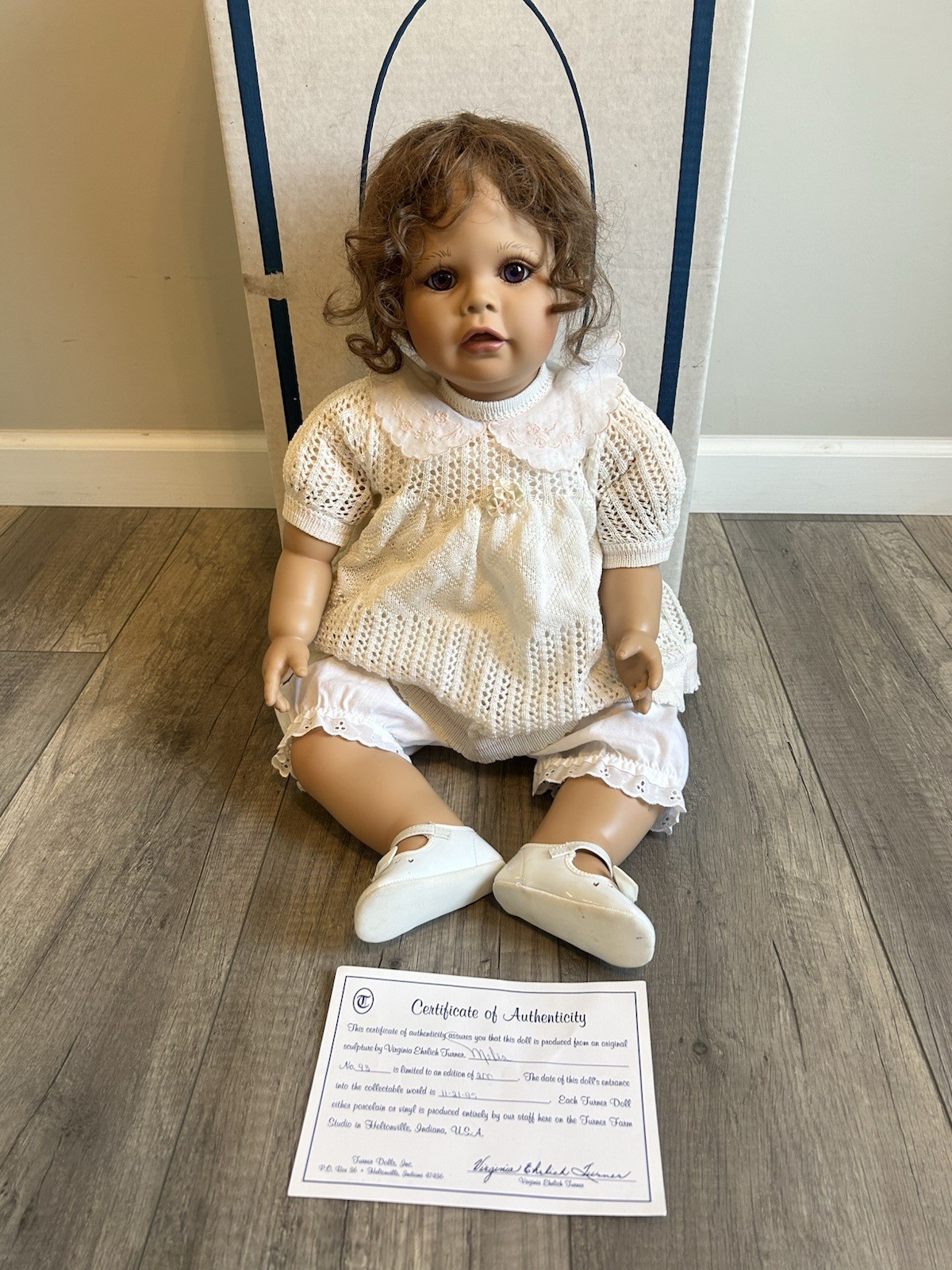 Vintage Turner Baby Doll 24&rdquo; Signed COA 93/200 Vinyl Curly Hair W Box Melea 1995