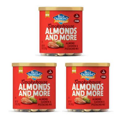(3) Blue Diamond Almonds Smokehouse Deluxe Cashew Pistachio Almonds Nuts 14oz