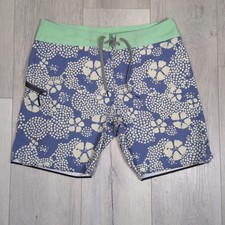 Roark Revival Savage Board Shorts Mens 34 Blue Floral 8" Inseam Swim Trunks Surf