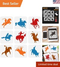 9 Pcs Cowboy Rodeo Stencils - 5.9x5.9 Inch Reusable Template for DIY Art