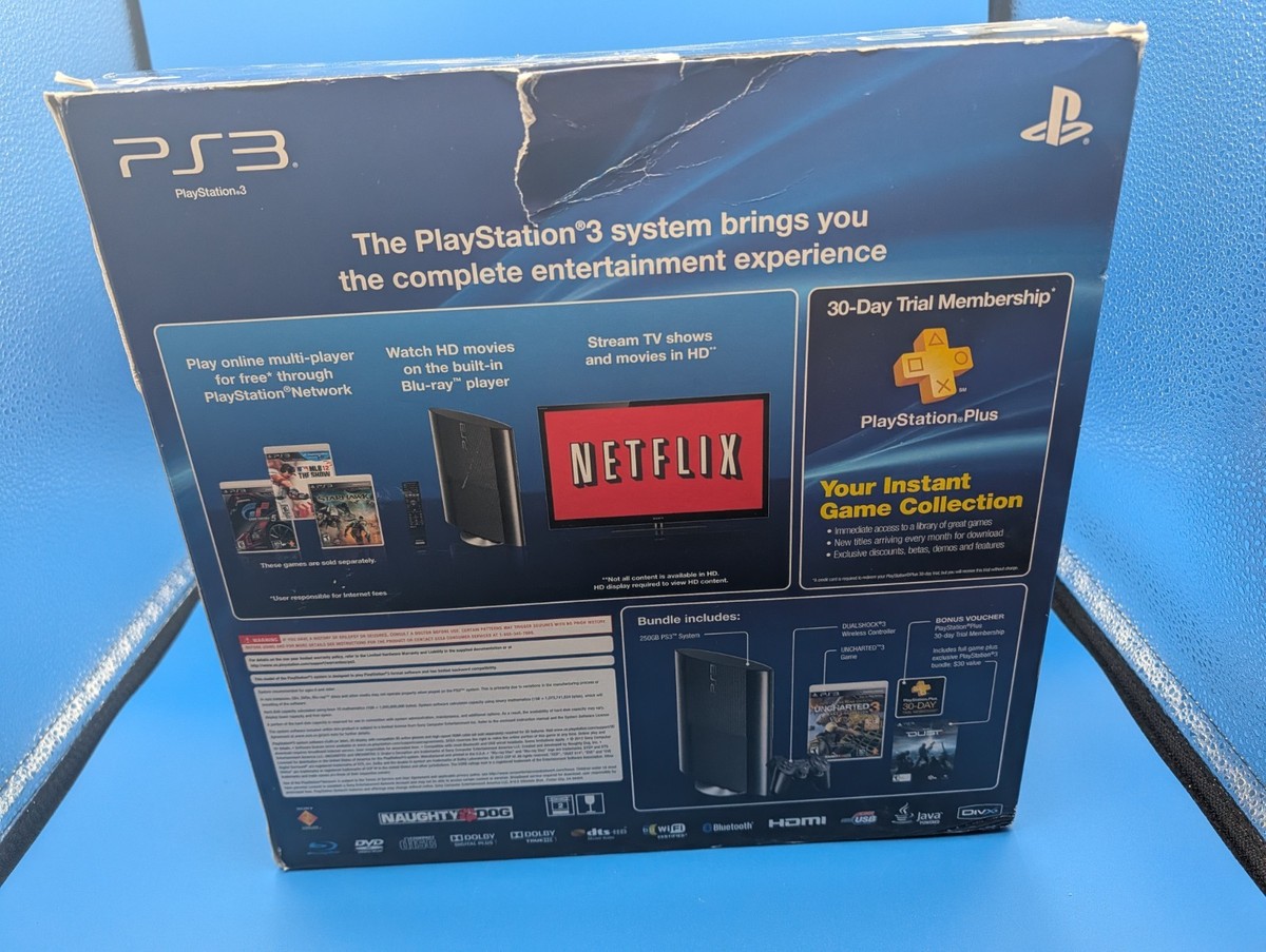 Sony PlayStation 3 PS3 Super Slim 250GB - Uncharted 3 Bundle Box