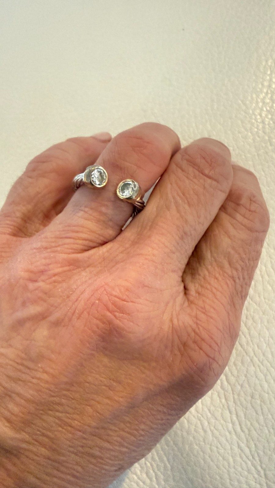 TWO TONE TWISTED CABLE WRAP RING SILVER GOLD FINI… - image 2