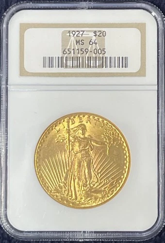 1927 $20 ST. GAUDENS Double Eagle NGC MS64 Certified MS-64 * Great Luster