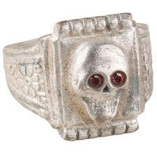 Bague gravure B W crâne tête de mort symbole Première Guerre mondiale mort gothique soldat amulette cadeau