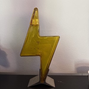 Tesla Gold Glass Decanter & Stand Limited Edition New No Box No Liquor Elon Musk