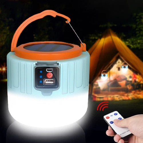 300W Solarleuchte Outdoor Camping Lampe Aufladbar Laterne Akku Zelt Licht USB - Bild 13 von 19
