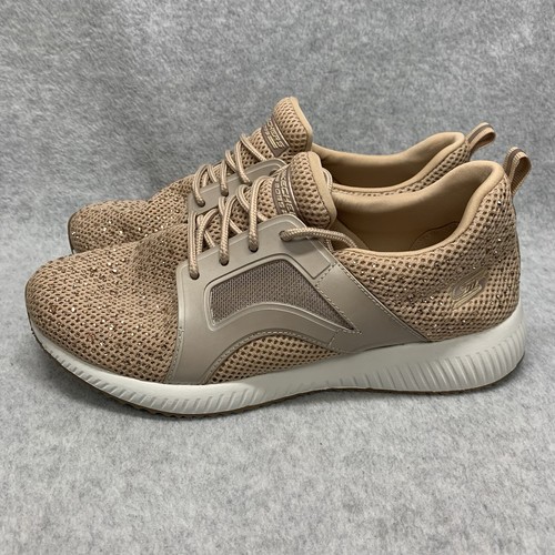 Skechers Women's Size 9.5 BOBS Sport Squad Lace Up Sneaker Shoes Rose Gold Star - Picture 3 of 14
