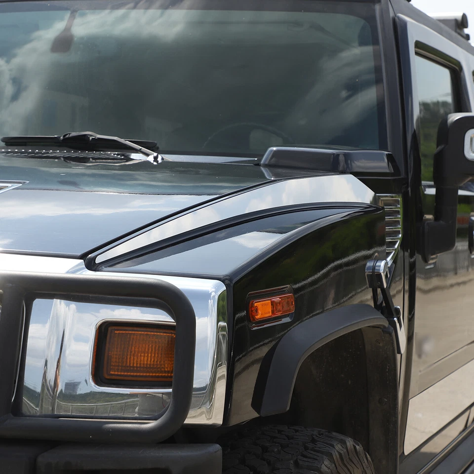 Para Hummer H2 2003-2009 Acero Inoxidable Cromo 2 Piezas Capucha Acento Borde Foto 3 de 4