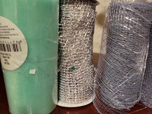 Set Handwerk Band Dekoratives Netz 6"x 5yd EA Grau Silber Gold Neu Meer Grün Tüll - Bild 7 von 10
