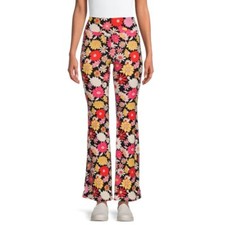 No Boundaries Junior's High-Rise Flare Pants Large 11-13 Black Flower Print