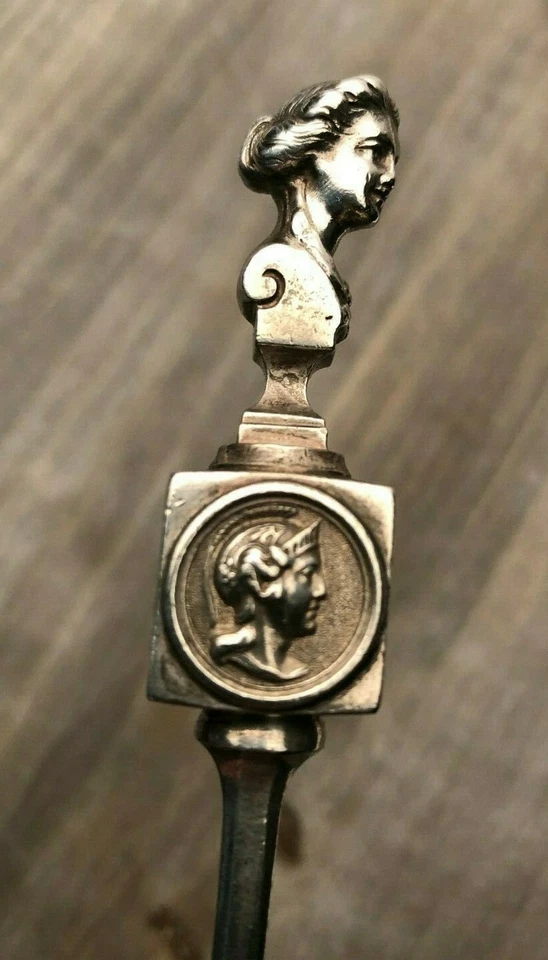 Busto de Gorham moneda plata cuchara para servir 10,25", circa 1870, rara antigua Foto 4 de 4