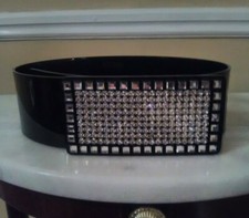 RARE KASO 1987 Acrylic Black Waist Bracelet Belt Rhinestone Sz Medium EUC