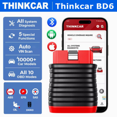 Thinkcar BD6 Code Reader Scanner Full Systems Diagnostic Tool Bluetooth 5 Resets