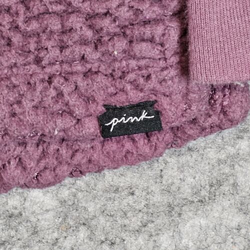 Pink Victoria's Secret Deep Fleece Open 1/4 Zip Cardigan Hooded w/Pockets Size M - Picture 5 of 7