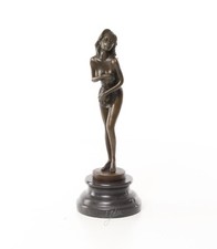 erotische Bronzeskulptur Frau mit Hut, Akt, Bronze Figur Statue