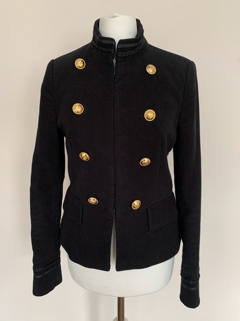 zara navy coat gold buttons