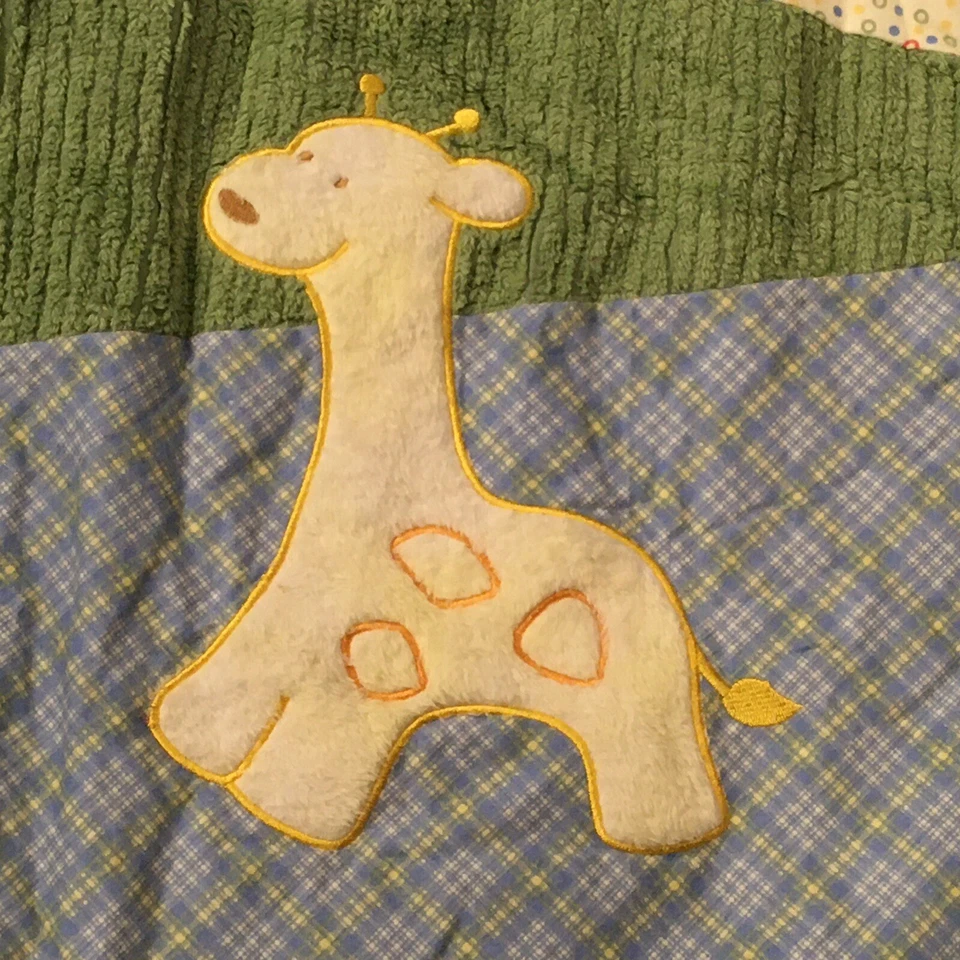 Manta de bebé de franela de chenilla de colección encuadernación satinada león elefante jirafa Foto 3 de 4