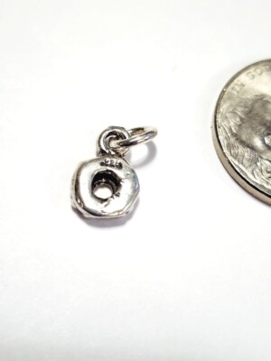 Miniature Very Small Cuteb Round 3D Donut 925 Sterling Silver Detailed Charm New