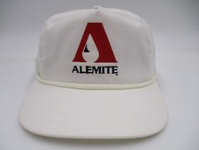 Vintage Alemite Rope Hat Cap White Adjustable Snap Back Made In USA