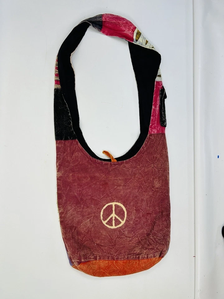 Bolso de Hombro Bolso Cartera Vintage Años 90 Hippy Boho Arco Iris Retazos Búho Foto 4 de 4