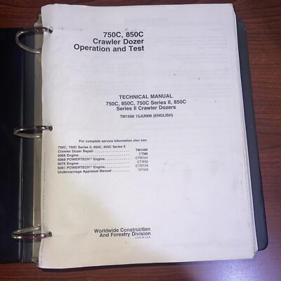 750c, 850c Crawler Dozer Operation And Test Technical  Manual 1588