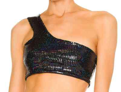WOW New Tags Dodo Bar Or ''Ada'' mirrored sequin top black bandeau sz 40 US 8 $305